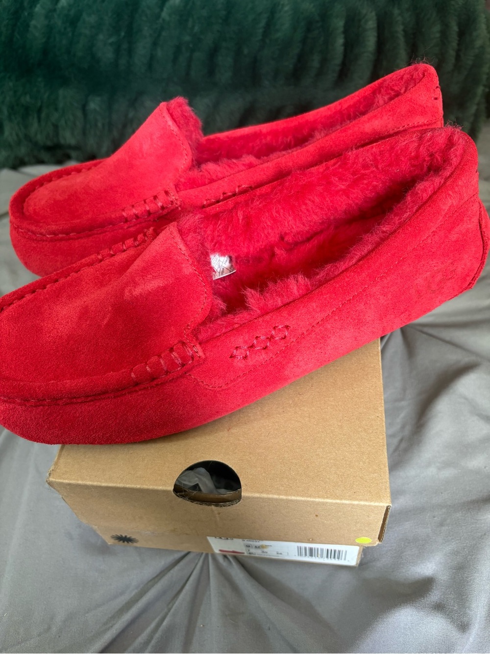 UGG Red W Ansley Suede Slip-On Moccasins